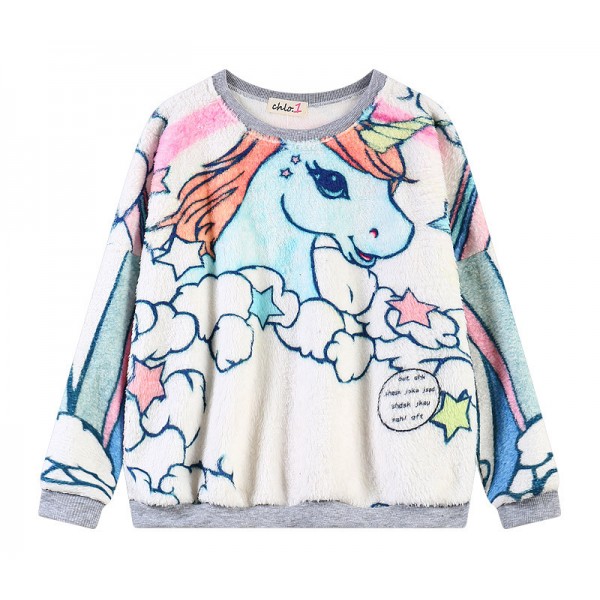 Rainbow Color Sweet Pony Unicorn Long Sleeves Sweatshirt