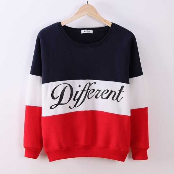 Red Blue Different Long Sleeves Sweatshirt