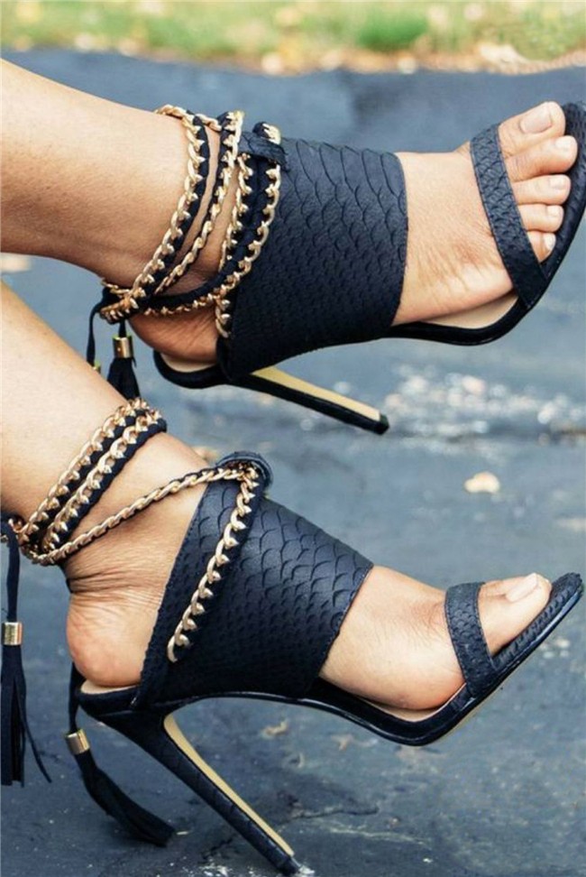 high heel shoes with tassels