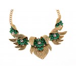 Gold Wings Green  Bohemian Gemstones Diamante Glamorous Necklace