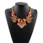 Gold Wings Red Bohemian Gemstones Diamante Glamorous Necklace