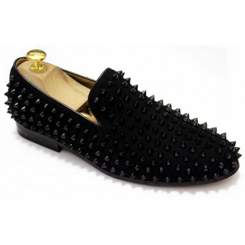 Black Patent Croc Spikes Studs Lace Up Punk Rock Loafers Sneakers Mens Shoes