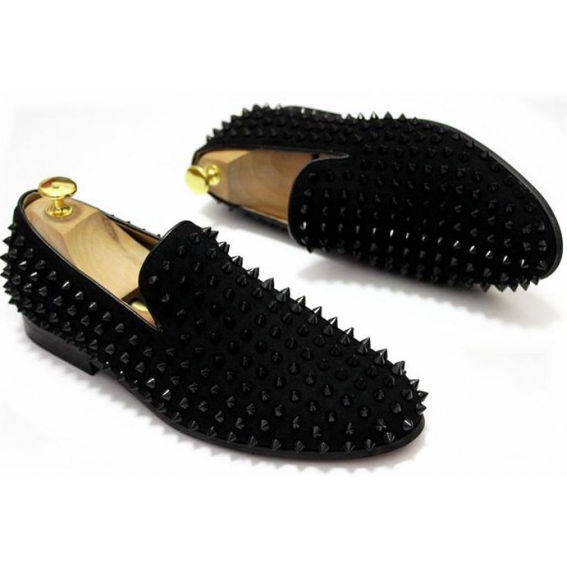 Tallia Men Black Exotic Pyramid Spike Flashy Loafers Shoes 9.5