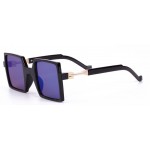 Blue Black Sqaure Rectangular Polarized Mirror Lens Sunglasses 