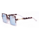 Brown White Sqaure Rectangular Polarized Mirror Lens Sunglasses 