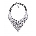 Silver Crystals Vintage Glamorous Diamante Bohemian Ethnic Necklace