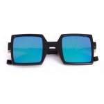 Blue Black Sqaure Rectangular Polarized Mirror Lens Sunglasses 