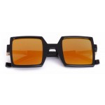 Orange Black Sqaure Rectangular Polarized Mirror Lens Sunglasses 