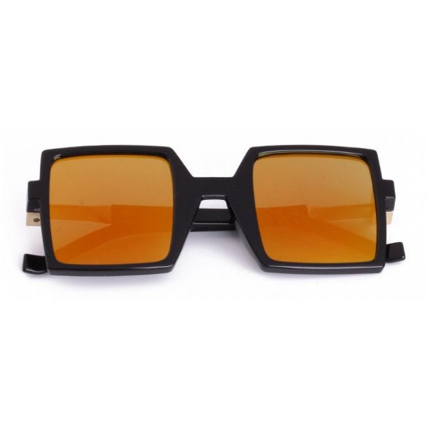 Orange Black Sqaure Rectangular Polarized Mirror Lens Sunglasses 