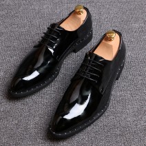 Black Glossy Patent Leather Studs Lace Up Oxfords Flats Dress Shoes