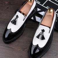 White Glitter Loafers with Tassels