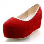 Red Velvet Suede Platforms Ballets Ballerina Flats Loafers Shoes