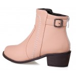 Pink Leather Punk Rock Ankle Cosplay Chelsea Boots Shoes