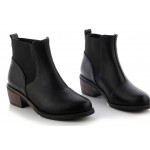 Black Leather Rock Ankle Chelsea Boots Shoes