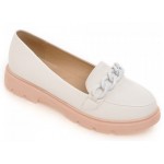 White Pink Pastel Chain Ballets Ballerina Flats Loafers Shoes