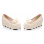 Cream Bow Platforms Ballets Ballerina Lolita Flats Loafers Shoes