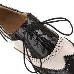 White Black Patent Leather Lace Up Platforms Oxfords Shoes