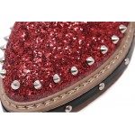 Red Glittering Bling Bling Spikes Studs Punk Rock Loafers Flats Shoes