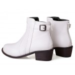 White Leather Punk Rock Ankle Cosplay Chelsea Boots Shoes