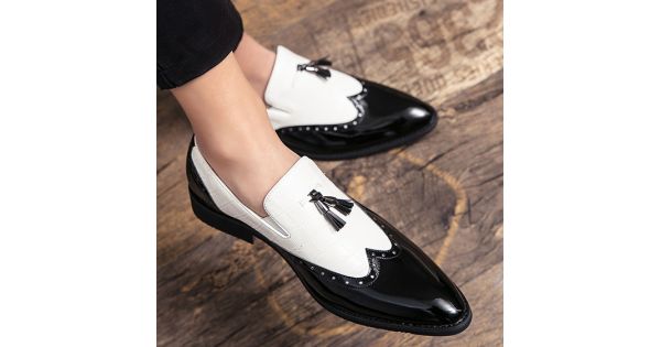 White Glitter Loafers with Tassels 9