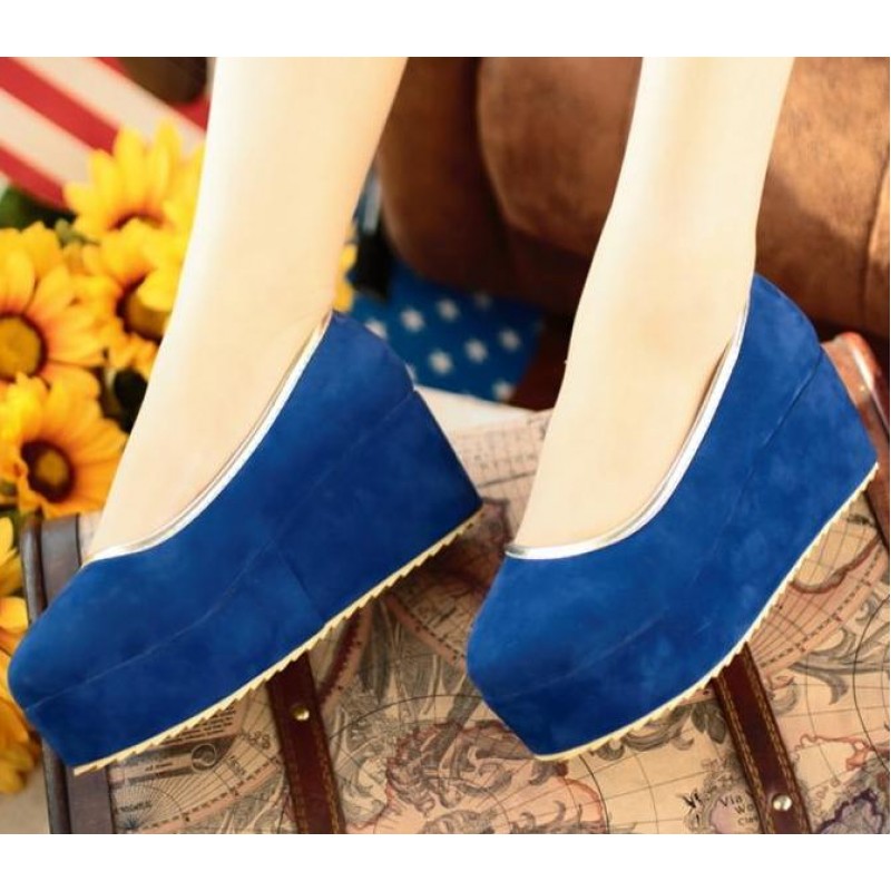 Blue Royal Suede Ballerina Flats Loafers Shoes