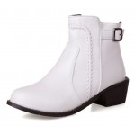 White Leather Punk Rock Ankle Cosplay Chelsea Boots Shoes
