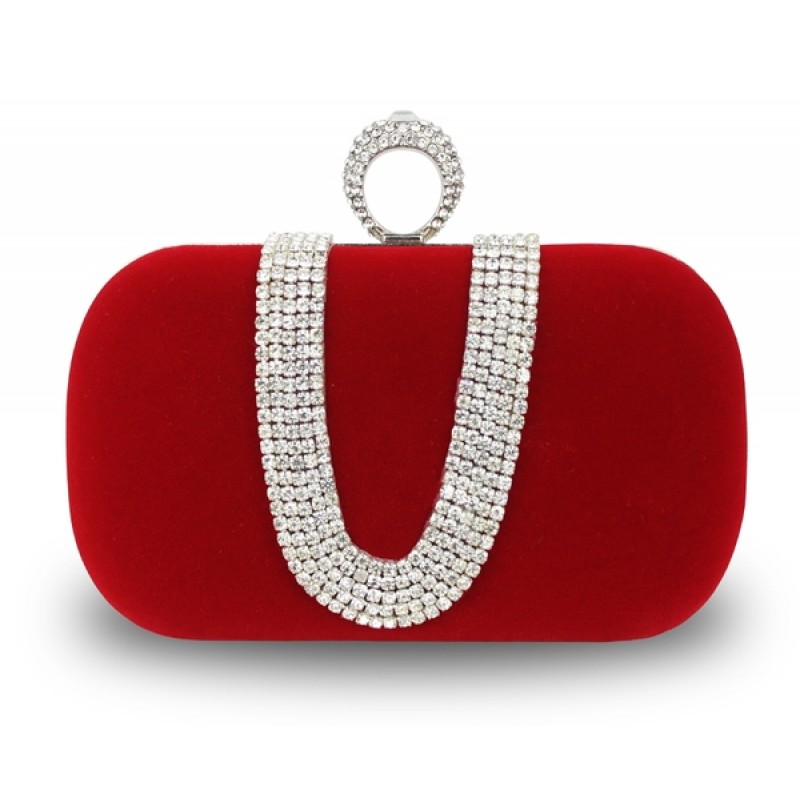 Anekaant Coffer Red & Gold Stone Work Embellished Velvet Purse Clutch At Nykaa Fashion - Your Online Shopping Store