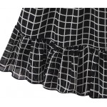 Black White Checkers Sleeveless Chiffon Blouse Shirt Mini Skirt Dress