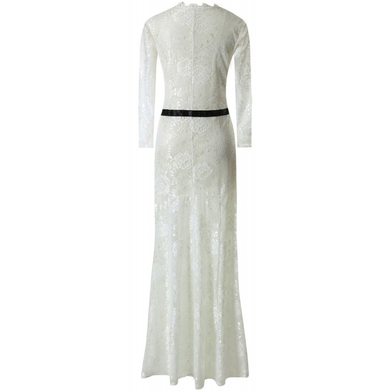 white lace long sleeve maxi dress
