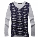 Grey Black White Crowns Punk Rock V Neck Long Sleeves Knit Mens Sweater