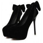 Black Bow Two Ways Platforms Stiletto High Heels Shoes