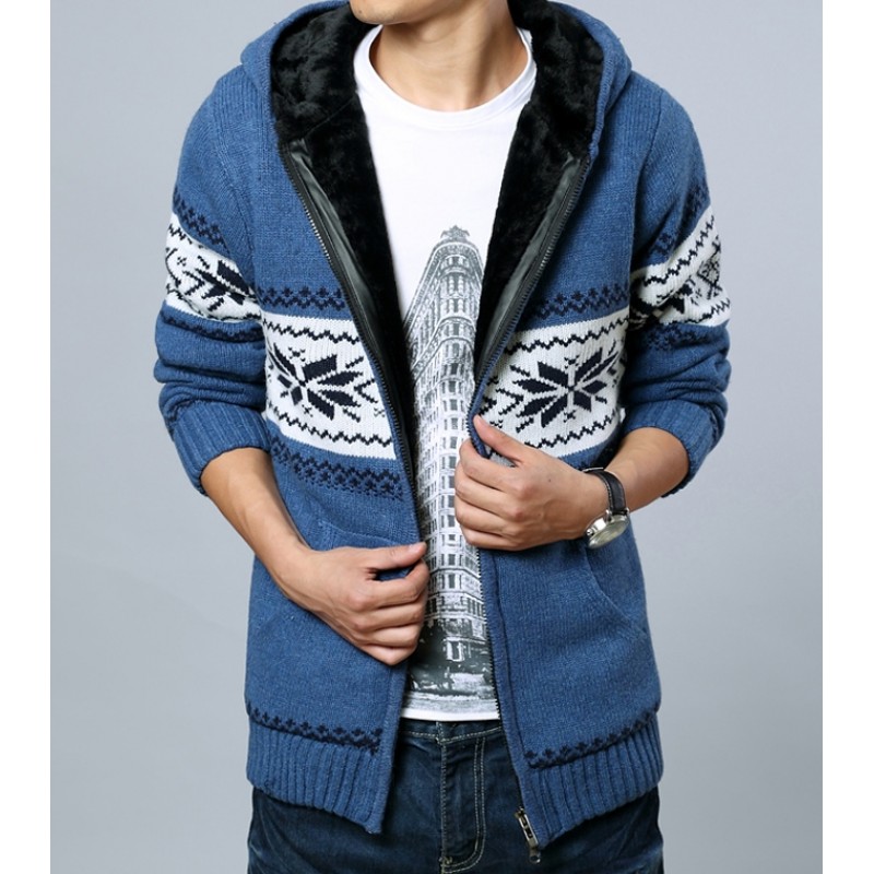 GLVSZ Mens Ancient Folk Style Printed Lattice Color Thickened Shirt Casual  Loose Woolen Long Male Winter Jacket with Hood Blue at  Men's  Clothing store