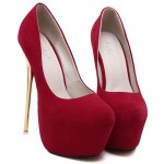 Red Suede Stage Platforms Gold Stiletto High Heels Shoes