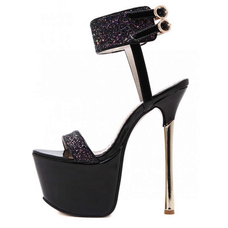 black high heels with gold heel