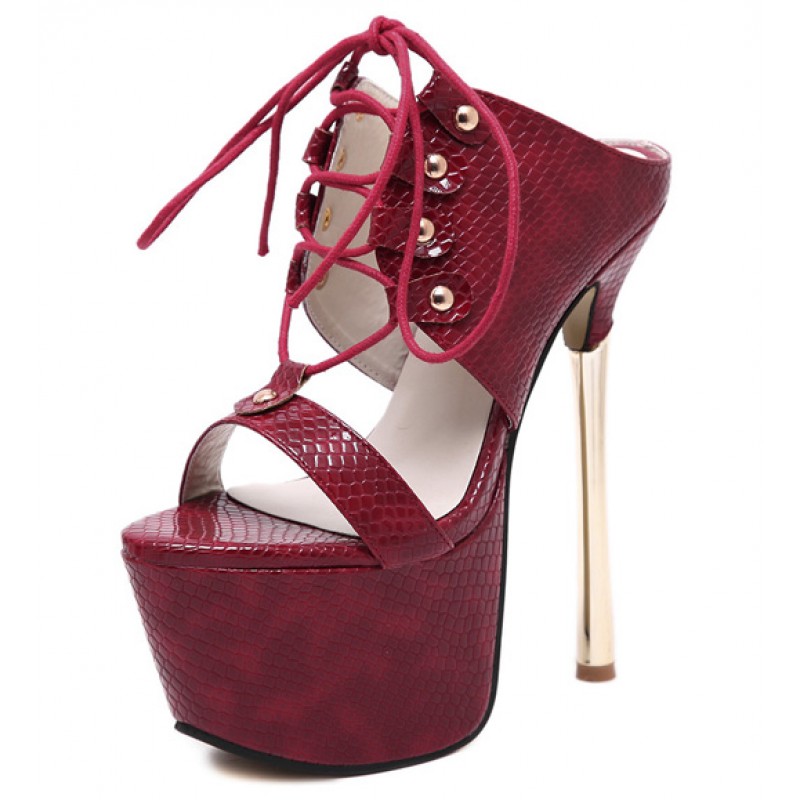 maroon lace up heels