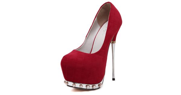 red embellished heels