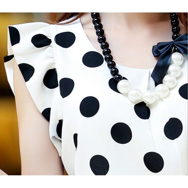 black and white polka dot blouse
