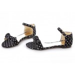 Black Polkadots Polka Dots Bow Flats Summer Sandals Shoes
