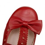 Red Heart Bow T Straps Sweet Mary Jane Heels Shoes