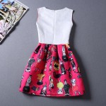 Pink Fushia Cats Cartoon Sleeveless A Line Skater Mini Party Cocktail Skirt Dress