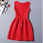 Red Baroque Vintage Sleeveless A Line Skater Mini Party Cocktail Skirt Dress