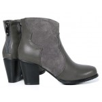 Grey Suede Ankle Point Head Chelsea Heels Boots Shoes