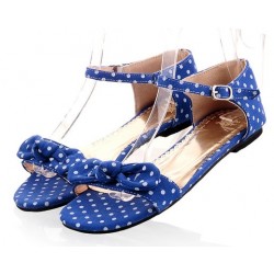 Blue Polkadots Polka Dots Bow Flats Summer Sandals Shoes