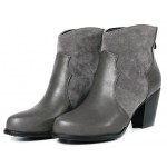 Grey Suede Ankle Point Head Chelsea Heels Boots Shoes