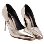 Grey Metallic Patent Mirror Leather Point Head Bridal Stiletto High Heels Shoes