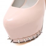 Pink Patent Spikes Punk Rock Mary Jane Platforms Stiletto High Heels Shoes