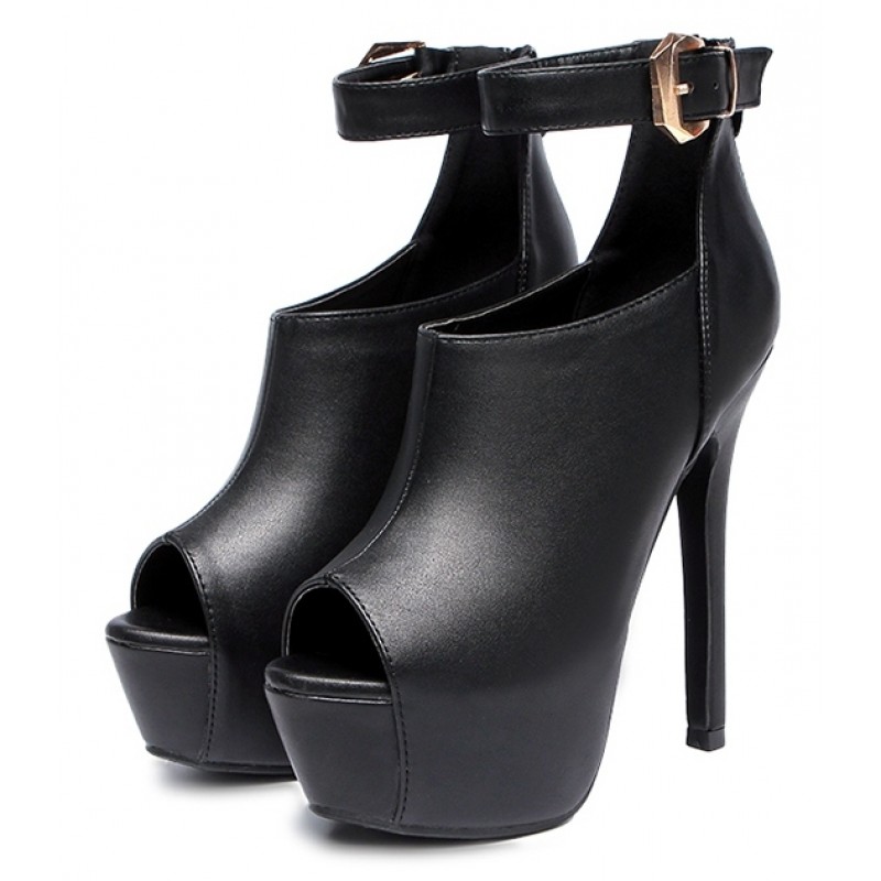 black heeled shoes with ankle strap