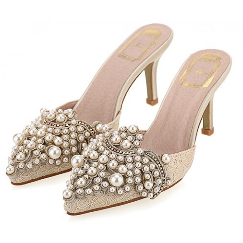 pearl embellished shoes