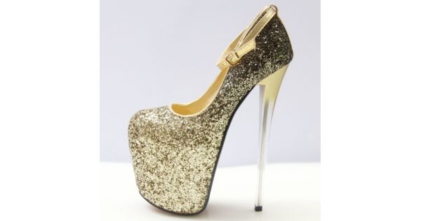 gold glitter platform shoes