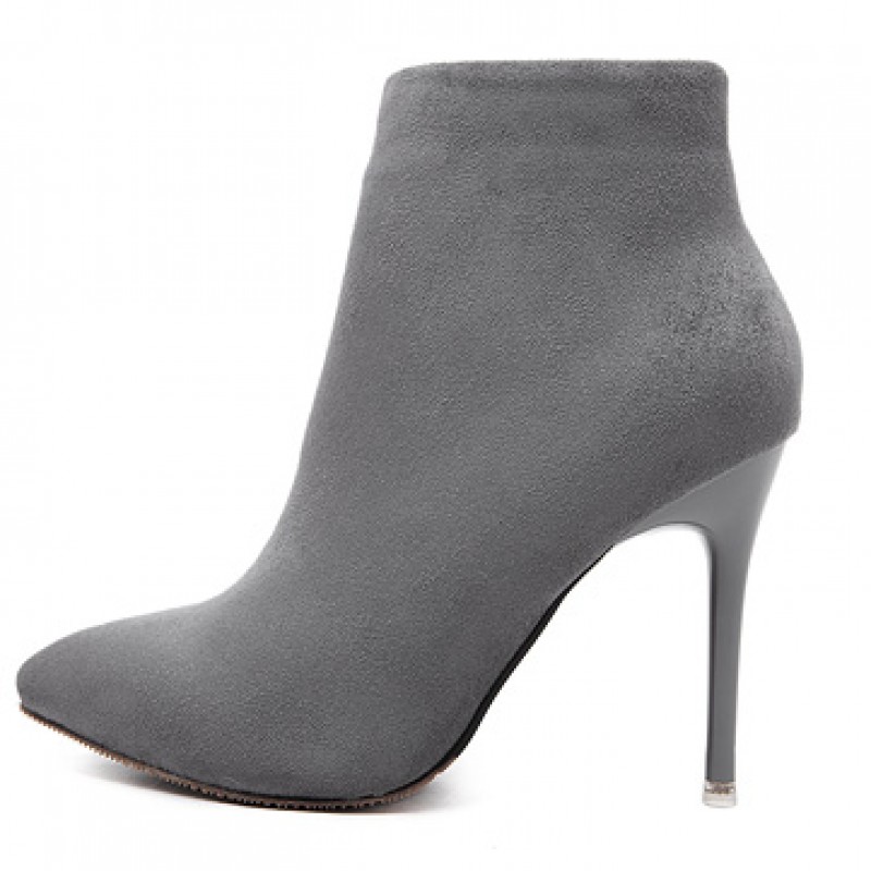 grey suede heeled ankle boots